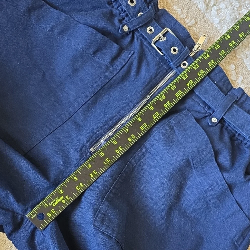 Banana Republic Navy Ankle Pants Stretch Waist Belt Size 8 (Relaxed Fit)